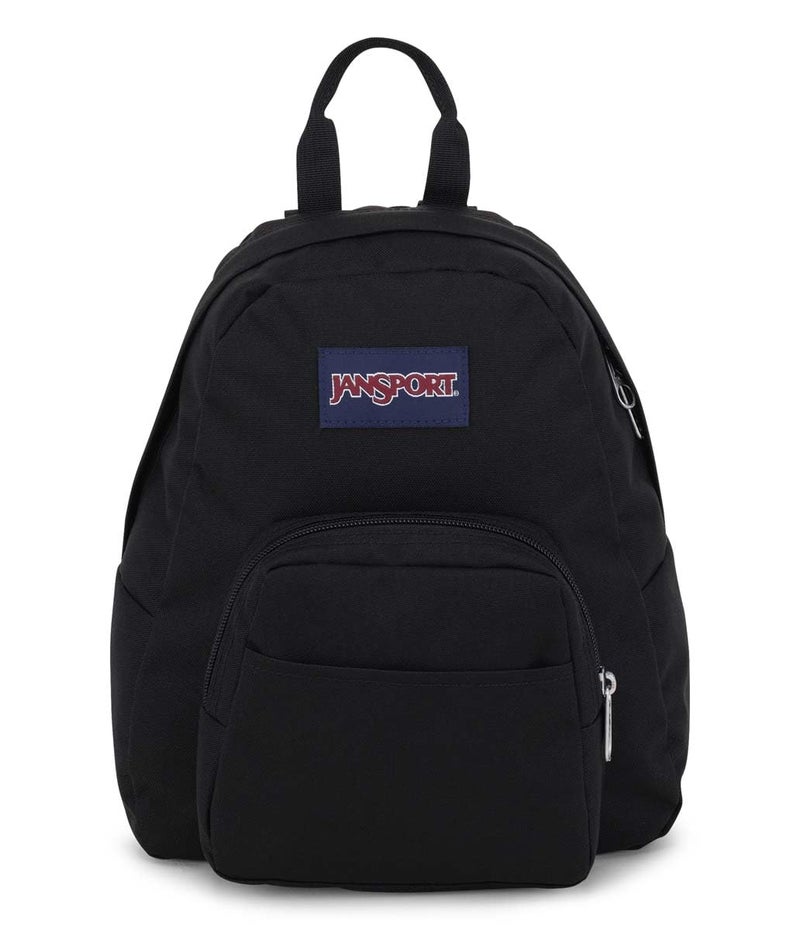 JANSPORT حقيبة ظهر جانسبورت هاف بينت ميني للنساء والرجال والفتيات والفتيان، سوداء، 10.2 لتر - حقيبة صغيرة متينة مع أحزمة كتف قابلة للتعديل، حجرة رئيسية واحدة، جيب بسحاب مخفي، سوداء - Image 1