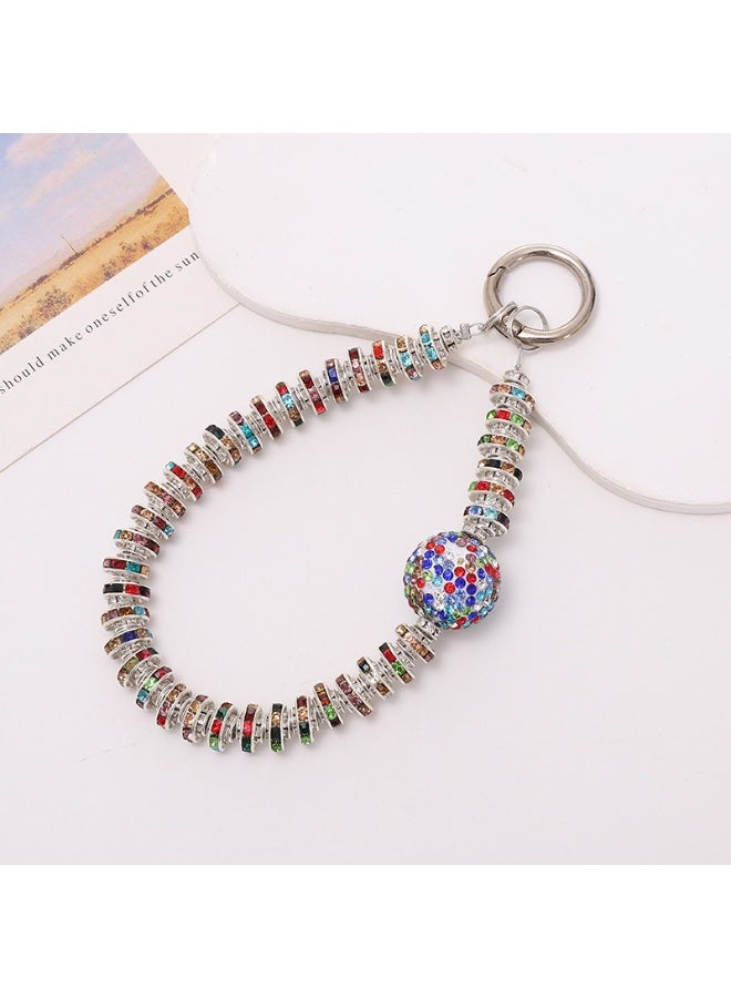 NIBEMINENT Super Cute Beaded Phone Charm – Trendy Phone Chain Wrist Strap, Shining Beads Chain Lanyard for Cell Phone