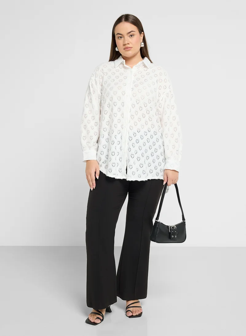 Ella Plus Self Textured Button Down Top