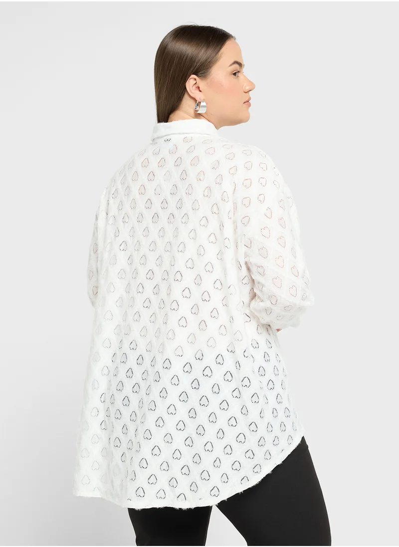 ايلا بلس Self Textured Button Down Top