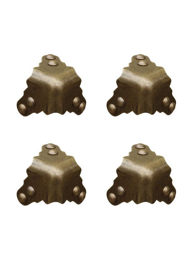 Tiazza 4Pcs Vintage Pure Brass Corner Protectors Antique Hardware Desk Edge Wooden Jewelry Gift Box Cabinet Three Sides Full Encase Corner Guard - Image 1