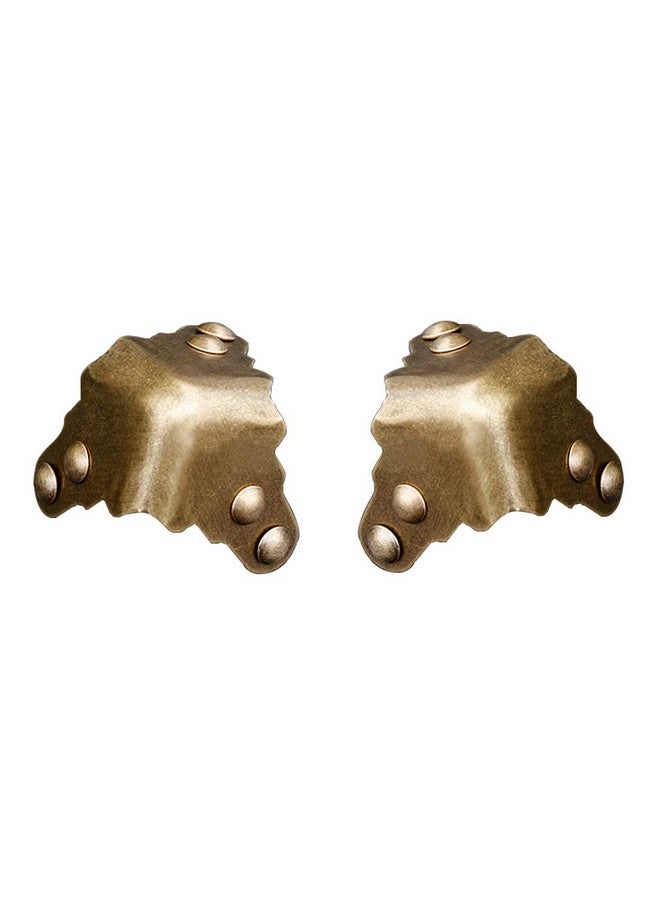 Tiazza 4Pcs Vintage Pure Brass Corner Protectors Antique Hardware Desk Edge Wooden Jewelry Gift Box Cabinet Three Sides Full Encase Corner Guard - Image 2