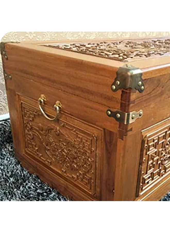 Tiazza 4Pcs Vintage Pure Brass Corner Protectors Antique Hardware Desk Edge Wooden Jewelry Gift Box Cabinet Three Sides Full Encase Corner Guard - Image 5