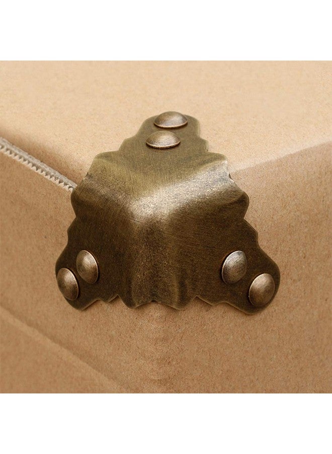 Tiazza 4Pcs Vintage Pure Brass Corner Protectors Antique Hardware Desk Edge Wooden Jewelry Gift Box Cabinet Three Sides Full Encase Corner Guard - Image 4