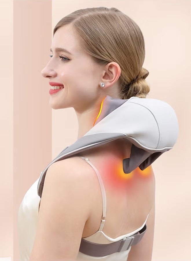 shAyzee Mini Neck and Shoulder Massager with Heat Hands-Free Trapezius Kneading Massage Device - Image 1