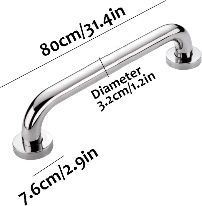 Stainless Steel Bathroom Handle Polished Grab Bars for Bathtubs and Showers for Seniors Elderly Punch Hole Installation(80cm) - Image 2