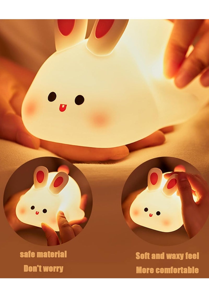 BORTONY Cute Rabbit Lamp Silicone Kids Night Light 3 Color Dimmable Touch Control Light Rechargeable 30 Minutes Auto Off  Bunny Bedside Lamp for Kids Women Girls Boys Toddlers - Image 2