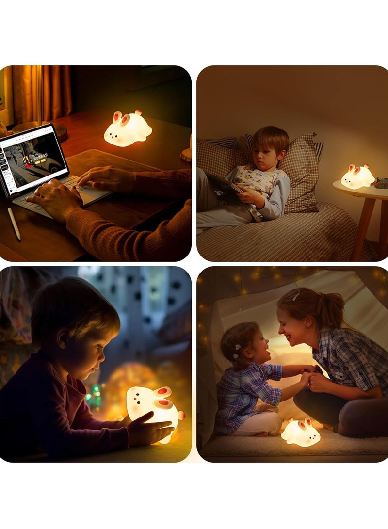 BORTONY Cute Rabbit Lamp Silicone Kids Night Light 3 Color Dimmable Touch Control Light Rechargeable 30 Minutes Auto Off  Bunny Bedside Lamp for Kids Women Girls Boys Toddlers - Image 3