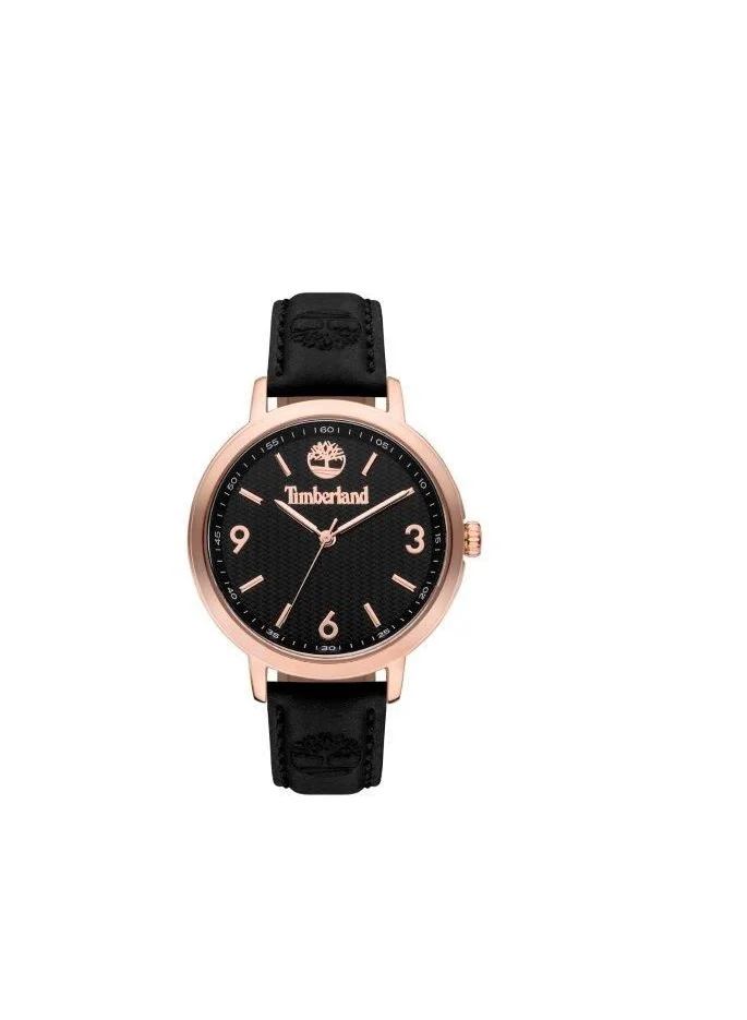 KITTERY Round Shape Black Dial with Black Leather Band Analog Watch 38 mm