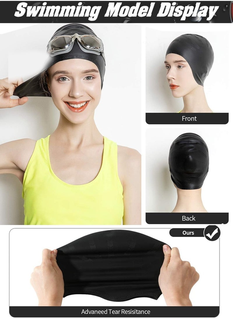 ISHWAZ Silicone Swimming Cap for Men Women Adults, Durable Flexible and Skin Friendly Bathing Swimming Caps for Long and Short Hairs, Protect Your Ears and Hair, Ergonomic Design With Ear Protection Pocket  - Image 2