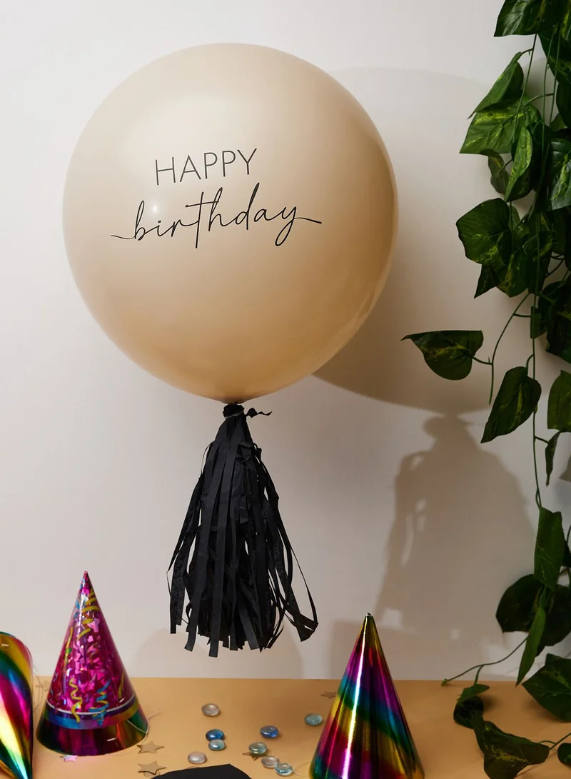 Ginger Ray Balloon - Happy Birthday With Tail - Nude And Black