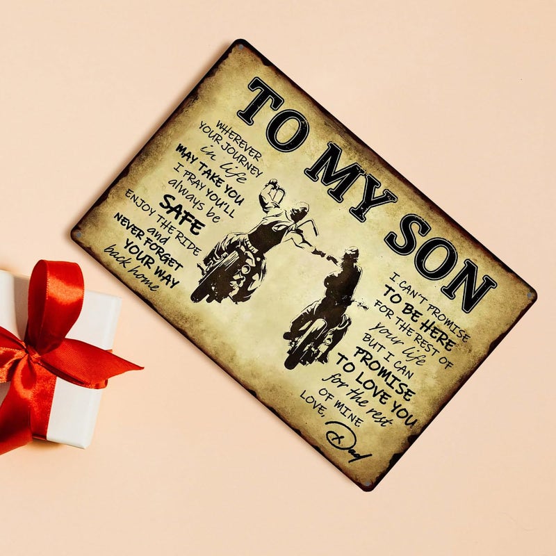 tosles To My Son Metal Sign Dad Present To Son Sign Funny Tin Signs Vintage Wall Decor Bikers Metal Prayer Plaque To My Son Gifts From Dad Inspirational Poster Sign 8x12 Inch - Image 5