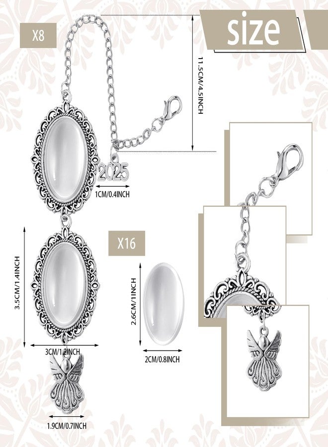 سوريو مجموعة Sureio المكونة من 8 قطع من زينة شرابة قبعة التخرج التذكارية مع صورة، مناسبة لعام 2025، زينة شرابة تذكارية مع صورة، هدايا تخرج، غطاء قبعة (فضي). - Image 2