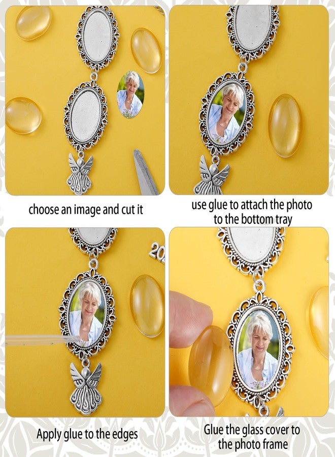 سوريو مجموعة Sureio المكونة من 8 قطع من زينة شرابة قبعة التخرج التذكارية مع صورة، مناسبة لعام 2025، زينة شرابة تذكارية مع صورة، هدايا تخرج، غطاء قبعة (فضي). - Image 4