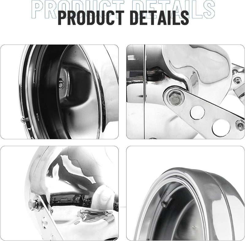 VOSICKY 7" Daymaker Headlight Housing Bucket for Harley Davidson Motorcycle - Chrome - Image 3