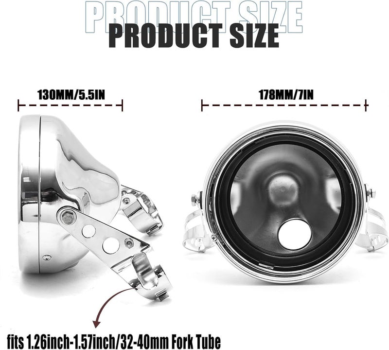 VOSICKY 7" Daymaker Headlight Housing Bucket for Harley Davidson Motorcycle - Chrome - Image 4