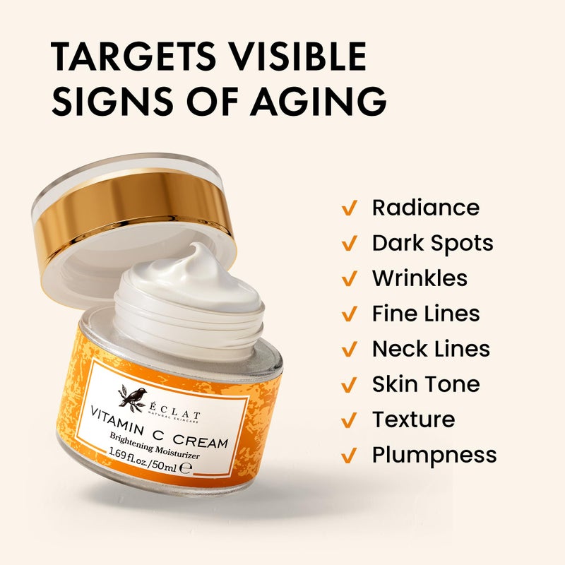 Eclat Skincare Vitamin C Moisturizer for Face with Hyaluronic Acid & Squalane - Face Brightening Cream - Anti Aging, Firming & Hydrating Vitamin C Cream for All Skin Tone 50 ml - Image 4