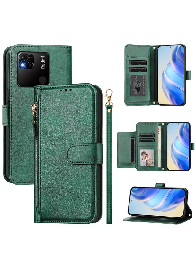 S-TOP Case For Redmi 10A / 9C Multi-Card Slots Zipper Wallet Leather Phone Case - Image 1