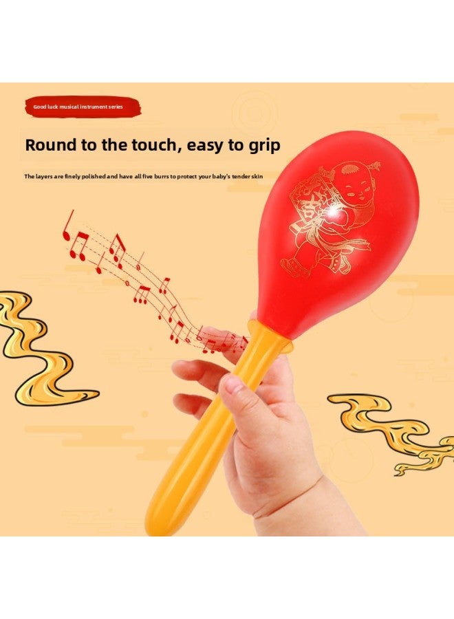 Baby Rattle Baby Toy 3-6-12 Months 0-1 Year Old Newborn Male Puzzle Early Education Hammer Hand Rattle 2-Color:Ruyi Ping An 5-piece Set + Hand Drum + Rattle Drum - Image 3
