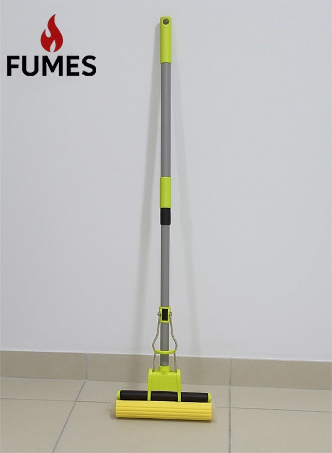 FUMES Self-Wringing Floor Mop with High-Absorbency PVC Sponge Head and Pull Ring Handle Adjustable, Lightweight & Durable for Home and Office Cleaning - Image 1