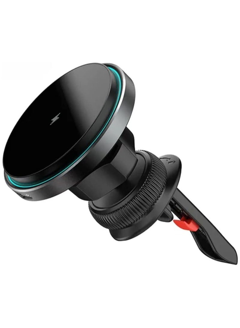 15W QI 360 degree rotation magnetic wireless car charger mounts for iphone12-14 series fast charging car holder  - Image 3
