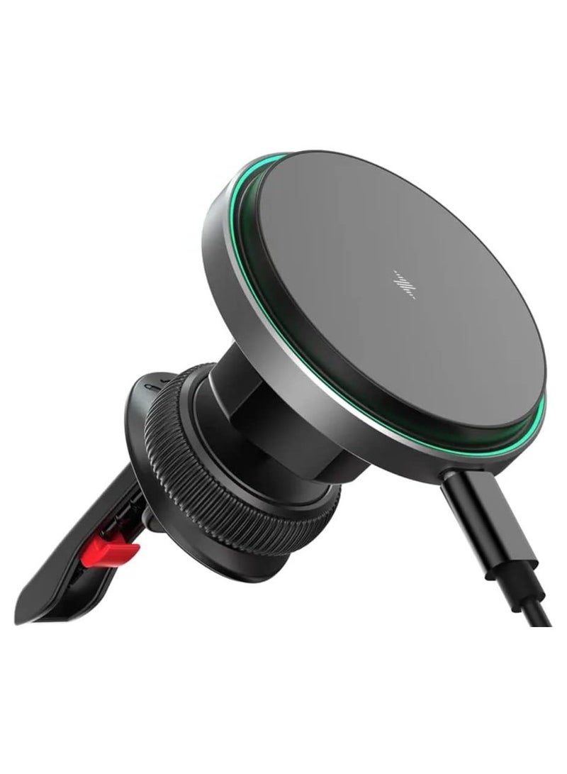 15W QI 360 degree rotation magnetic wireless car charger mounts for iphone12-14 series fast charging car holder  - Image 4
