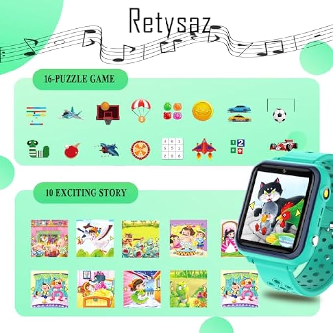 rayihni Kids Smart Watch 16 Game Smart Watch For Kids Phone Fashion Smartwatches For Children 3-14 Great Gifts To Girls Boys Electronic Learning Toys (Green) - Image 5