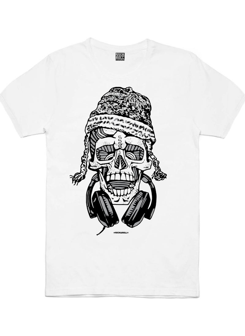 Rock&Roll Nepali Skull White Short Sleeve Men's T-Shirt 