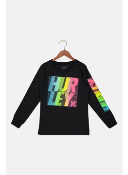 Kids Boy Crew Neck Brand Logo T Shirt, Black Combo