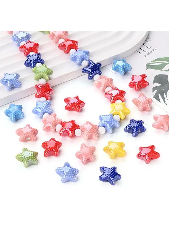 Mix Color Ceramic Star Beads For DIY Jewelry Bracelet Keychain Charm - Image 1