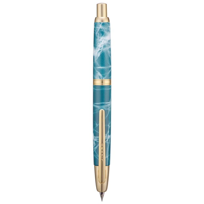 Wikult Jinhao 10 Press Fountain Pen with Box, Marble Blue Retractable Fine Nib with Ink Converte Set (Golden Clip) - Image 2