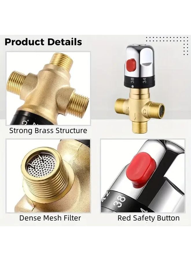 2 قطعة من صمام الدش الحراري النحاسي النقي المصقول مع التحكم المزدوج في درجة الحرارة - Image 4