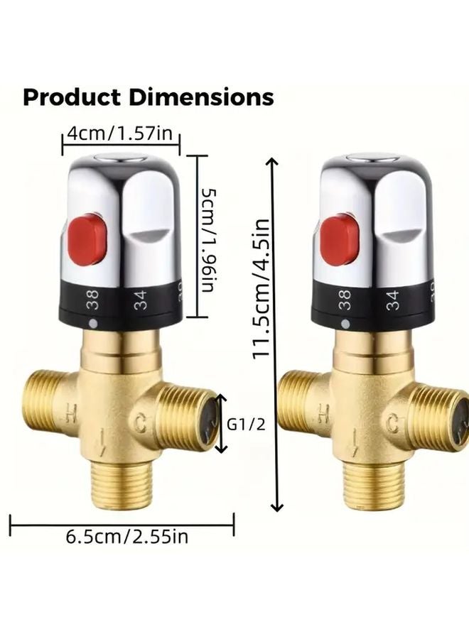 2 قطعة من صمام الدش الحراري النحاسي النقي المصقول مع التحكم المزدوج في درجة الحرارة - Image 5