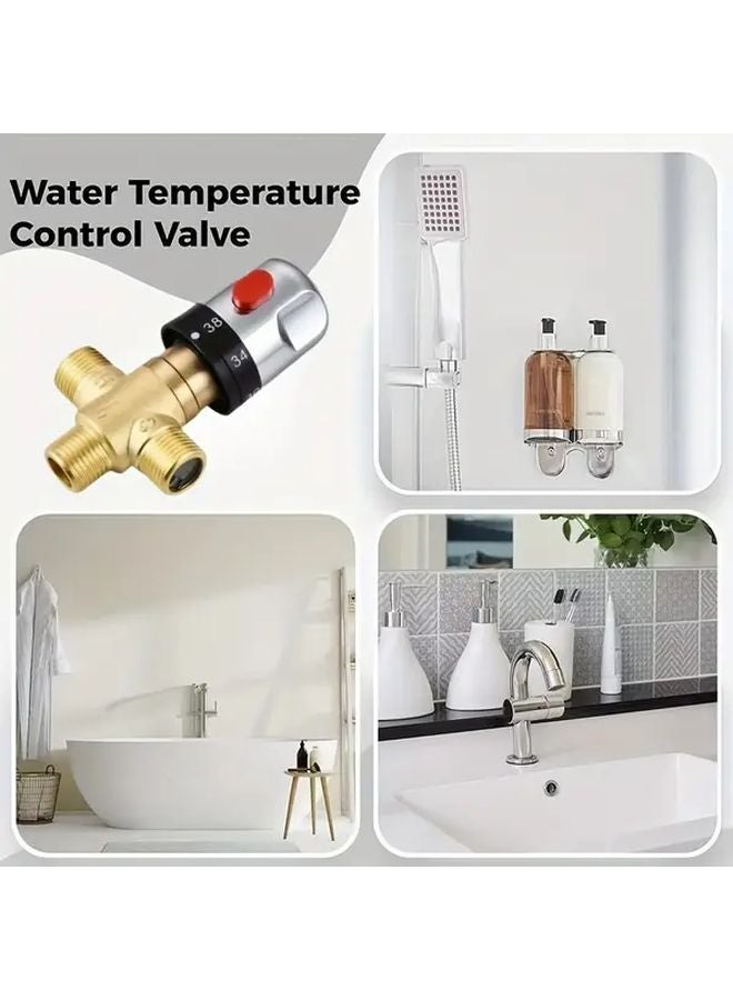 2 قطعة من صمام الدش الحراري النحاسي النقي المصقول مع التحكم المزدوج في درجة الحرارة - Image 3