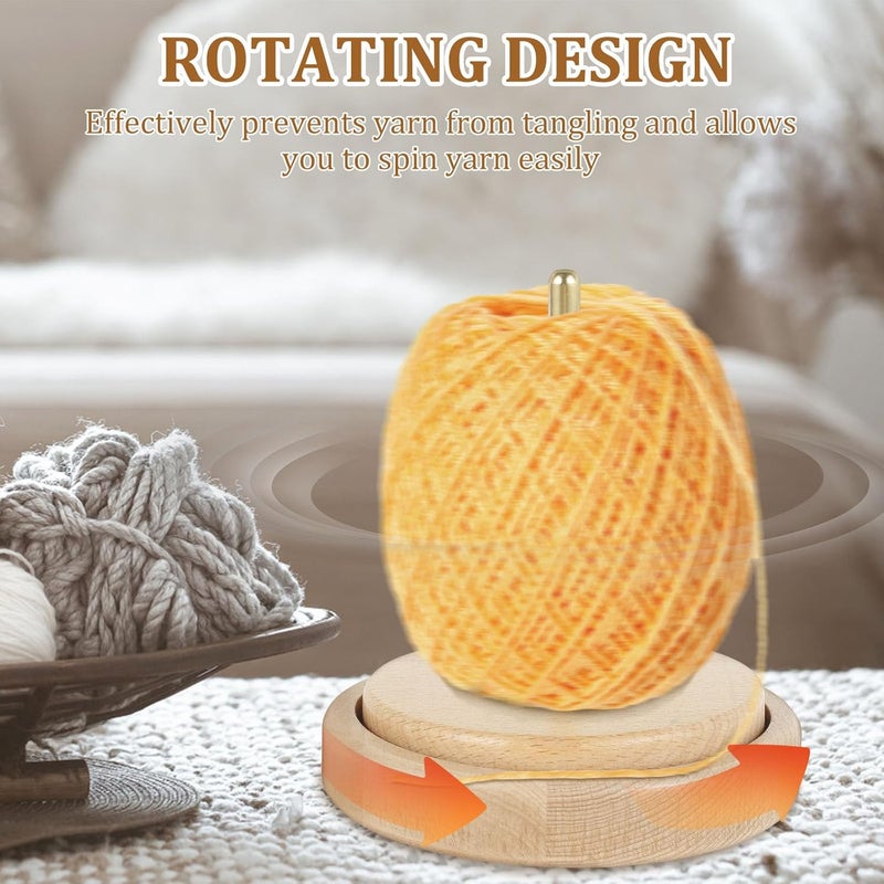 windforgecraft Wooden Yarn Holder Dispenser, Single Yarn Spindle Holder, Rotatable Yarn Holder, Thread Spinner Organizer, Spindle Yarn Storage Rack, Thread Holder for Knitting, Crocheting - Image 4