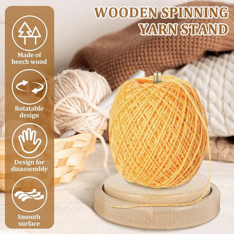 windforgecraft Wooden Yarn Holder Dispenser, Single Yarn Spindle Holder, Rotatable Yarn Holder, Thread Spinner Organizer, Spindle Yarn Storage Rack, Thread Holder for Knitting, Crocheting - Image 3