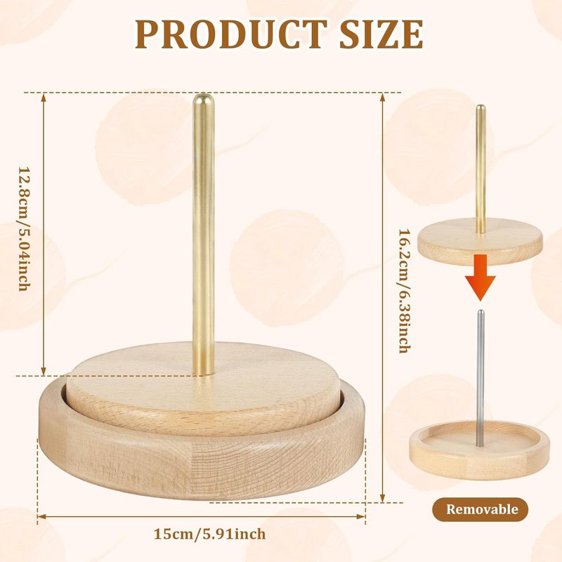 windforgecraft Wooden Yarn Holder Dispenser, Single Yarn Spindle Holder, Rotatable Yarn Holder, Thread Spinner Organizer, Spindle Yarn Storage Rack, Thread Holder for Knitting, Crocheting - Image 2