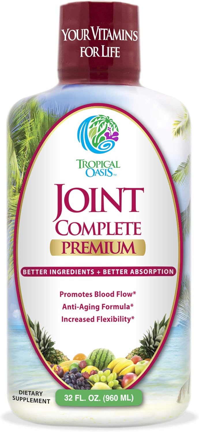 Tropical Oasis Joint Complete Premium Liquid Joint Supplement wGlucosamine Chondroitin MSM Hyaluronic Acid  for Bone Joint Health  96 Max Absorption 32oz 32 serv - Image 1