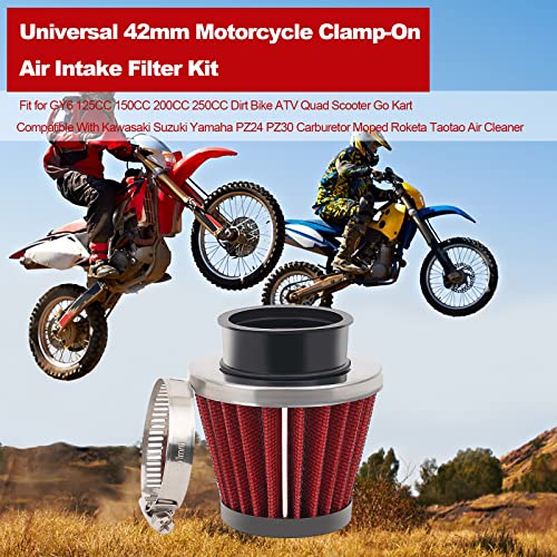 LCGLY 2PCS 42mm Universal Air Filter For GY6 125CC 150CC 200CC 250CC Dirt Bike ATV Quad Scooter Go Kart Compatible With Kawasaki Suzuki Yamaha PZ24 PZ30 Carburetor Moped Roketa Taotao for Motorcycle - Image 5