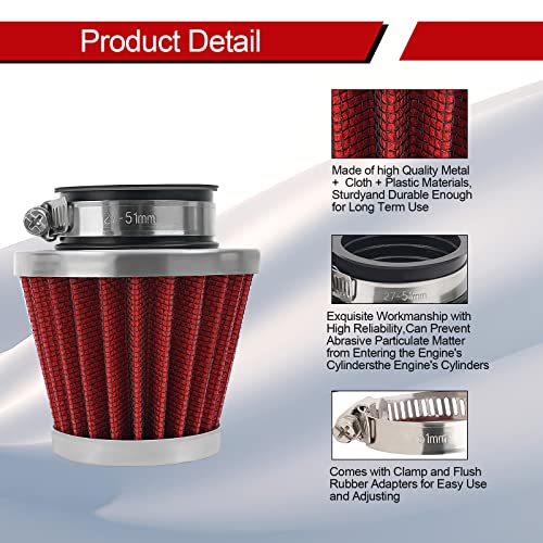LCGLY 2PCS 42mm Universal Air Filter For GY6 125CC 150CC 200CC 250CC Dirt Bike ATV Quad Scooter Go Kart Compatible With Kawasaki Suzuki Yamaha PZ24 PZ30 Carburetor Moped Roketa Taotao for Motorcycle - Image 2