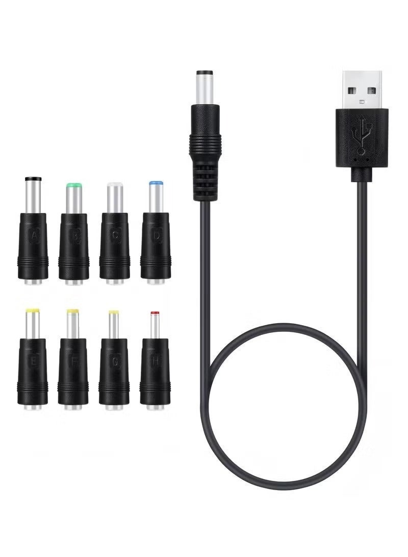 Stars Market 8 in 1 USB to DC 5V Power Cord 5.5*2.1 mm Plug Connector Charging Cable with 8 Connector Tips for Fan Speaker Router LED Lamp - Image 2