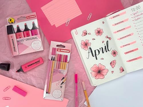 STABILO Premium Felt Tip Pens & Fineliner Pen 68 Point 88 - Shades of Pink - Pack of 8 - Image 5