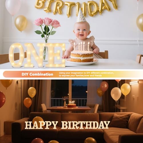 Obrecis Light Up Letters, LED Letter Lights 26 Alphabet, Diamond Bulb Marquee Light Up Letters, Lighted Letter Sign Night Light for Home Party Wedding Birthday Graduation Decor-A - Image 4