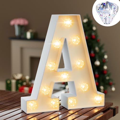 Obrecis Light Up Letters, LED Letter Lights 26 Alphabet, Diamond Bulb Marquee Light Up Letters, Lighted Letter Sign Night Light for Home Party Wedding Birthday Graduation Decor-A - Image 1
