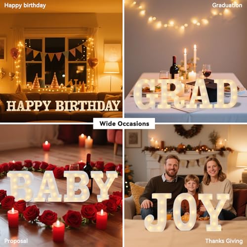 Obrecis Light Up Letters, LED Letter Lights 26 Alphabet, Diamond Bulb Marquee Light Up Letters, Lighted Letter Sign Night Light for Home Party Wedding Birthday Graduation Decor-A - Image 5
