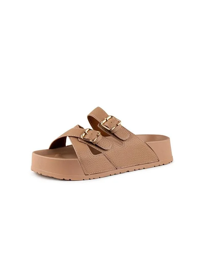 Vincci Beige Women Multi-strap Wedge Sandals for Women | Best Price UAE