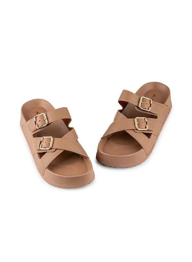 Vincci Beige Women Multi-strap Wedge Sandals for Women | Best Price UAE