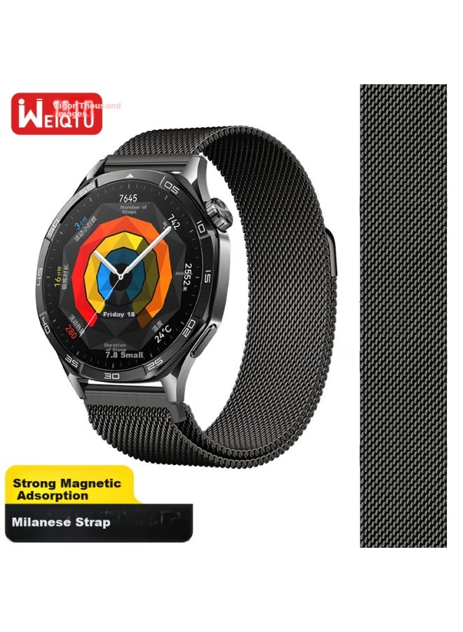 Wei Qiantu Milanese Mesh Watch Band Compatible With Huawei Watch 4/gt 5/gt 4/3/pro, Honor Magic, Oppo Watch 4 Pro/x - Titanium Grey - Image 1