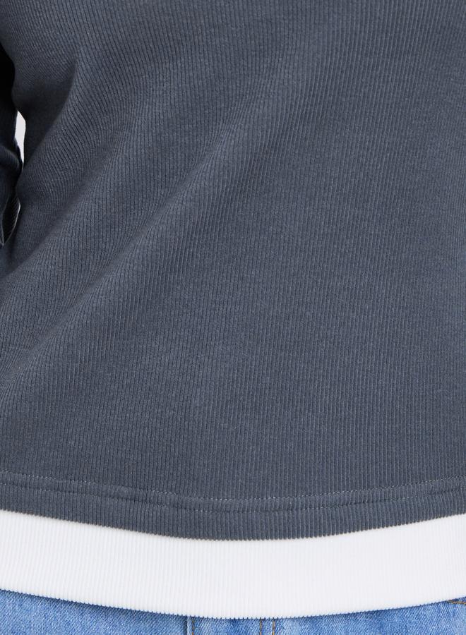 Styli Grey Contrast Tim Long Sleeve Top - Image 4