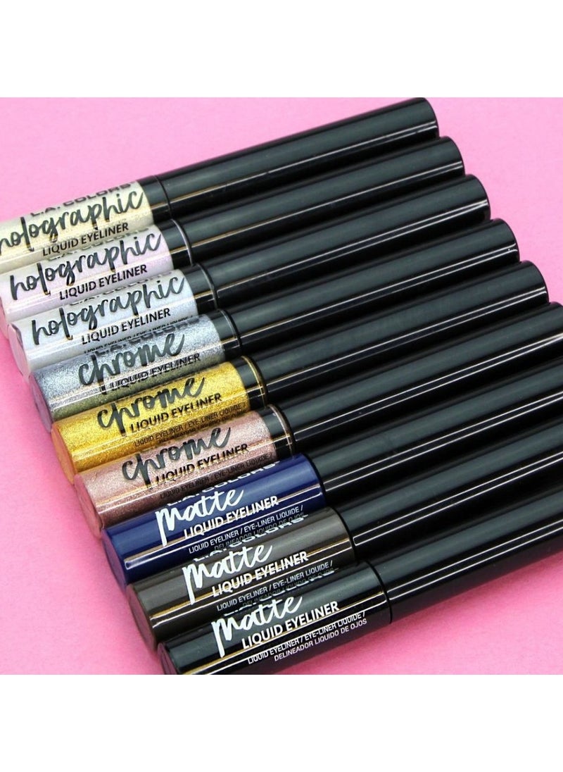 LA Colors L.A. Colors Liquid Eyeliner Matte, Chrome and Holographic Matte Black 5ml  - Image 3